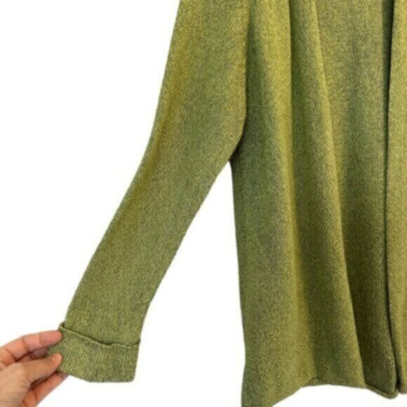 Sigrid Olsen | Women's Green Fleck Long Sleeves Open Cardigan Size Small - Picture 2 of 8